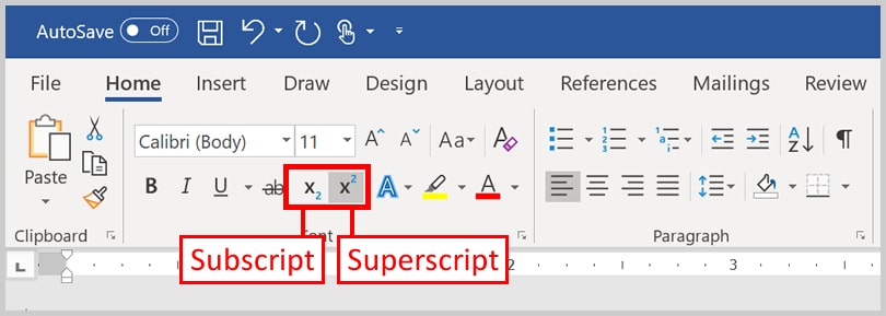 microsoft word shortcut for superscript and subscript mac